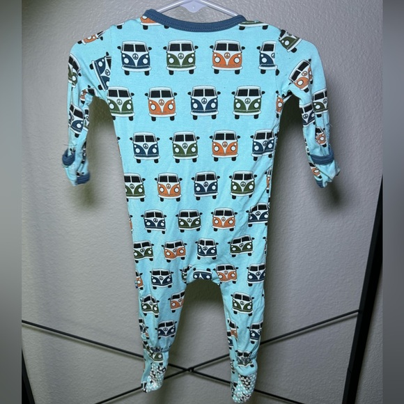 KicKee Pants Footies With Zipper- In Summer Sky Vintage Vans - Picture 4 of 4